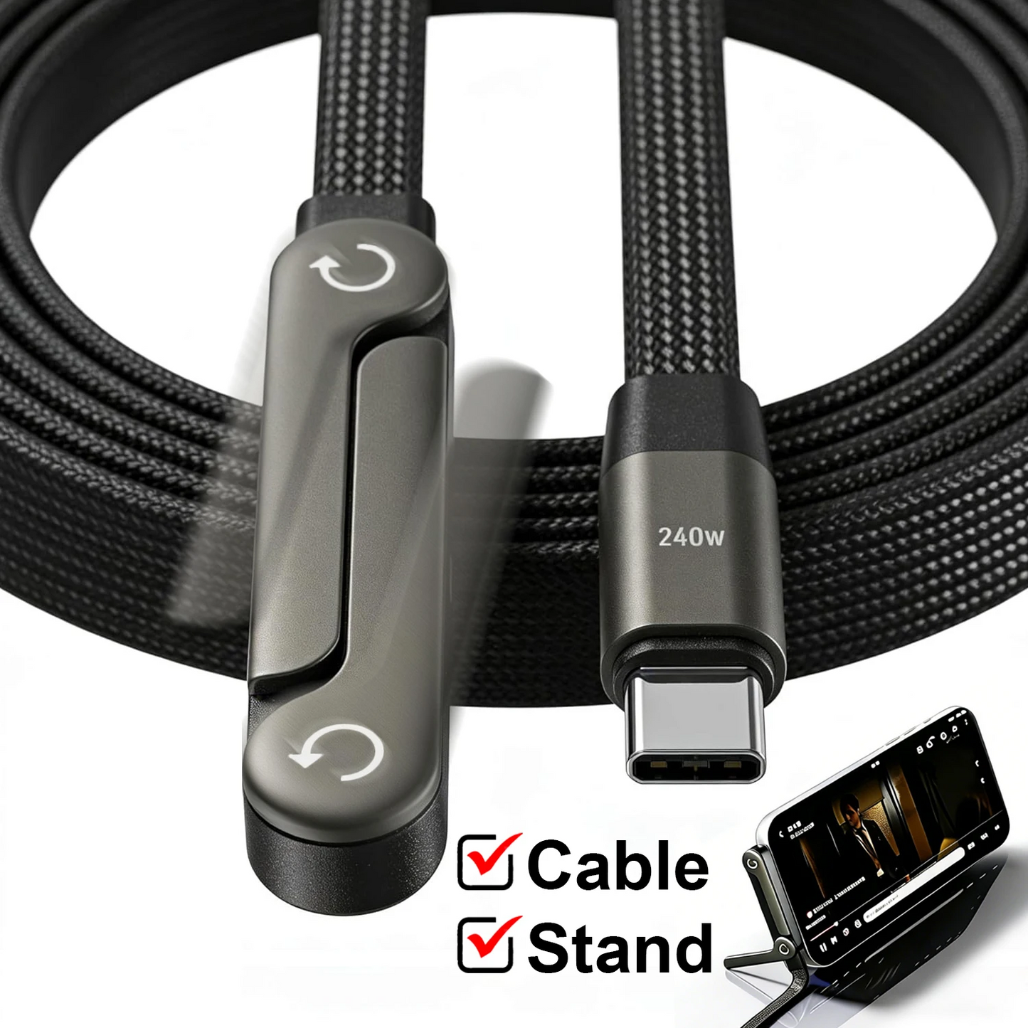 240W 2-in-1 C to C Ultra Fast Charging Cable-1.5 Meter