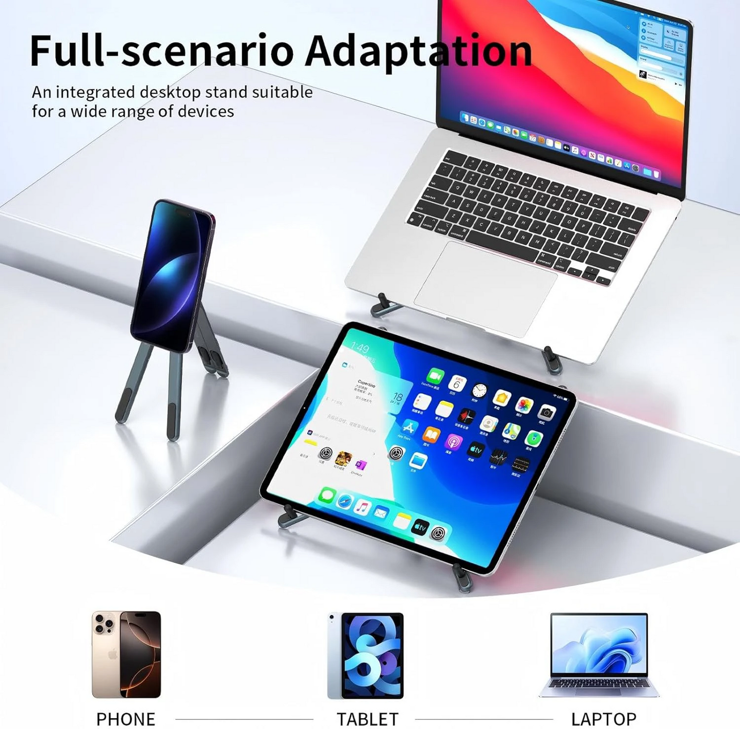 3-in-1 Magnetic Foldable Stand for Laptop,Tablet & Phone