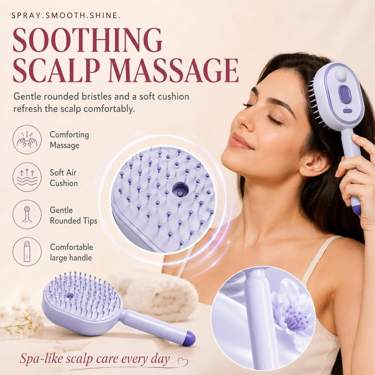 Electric Steaming Hair Straightener Brush-Imported