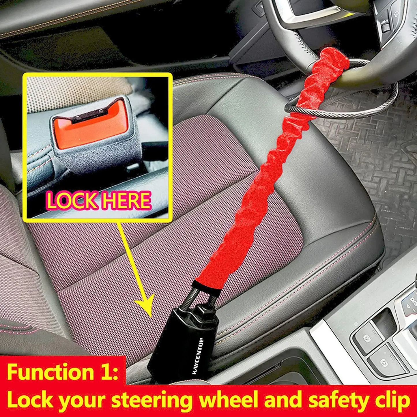 Car Steering Wheel Seat Belt Anti-theft Lock