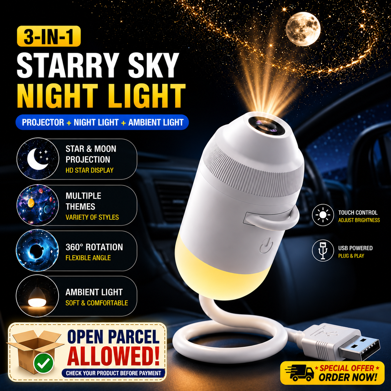 Galaxy Star Projector & Night Light-Multifunctional Imported Projector